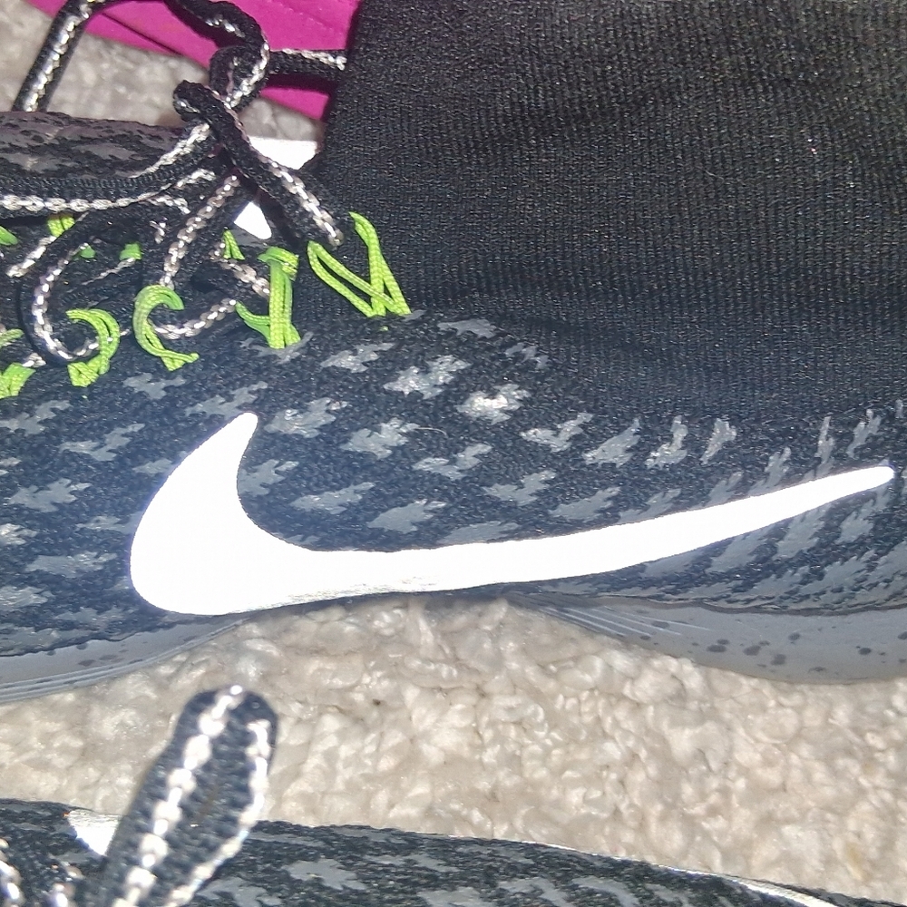 Nike Black and White Sneakers Green Highlights